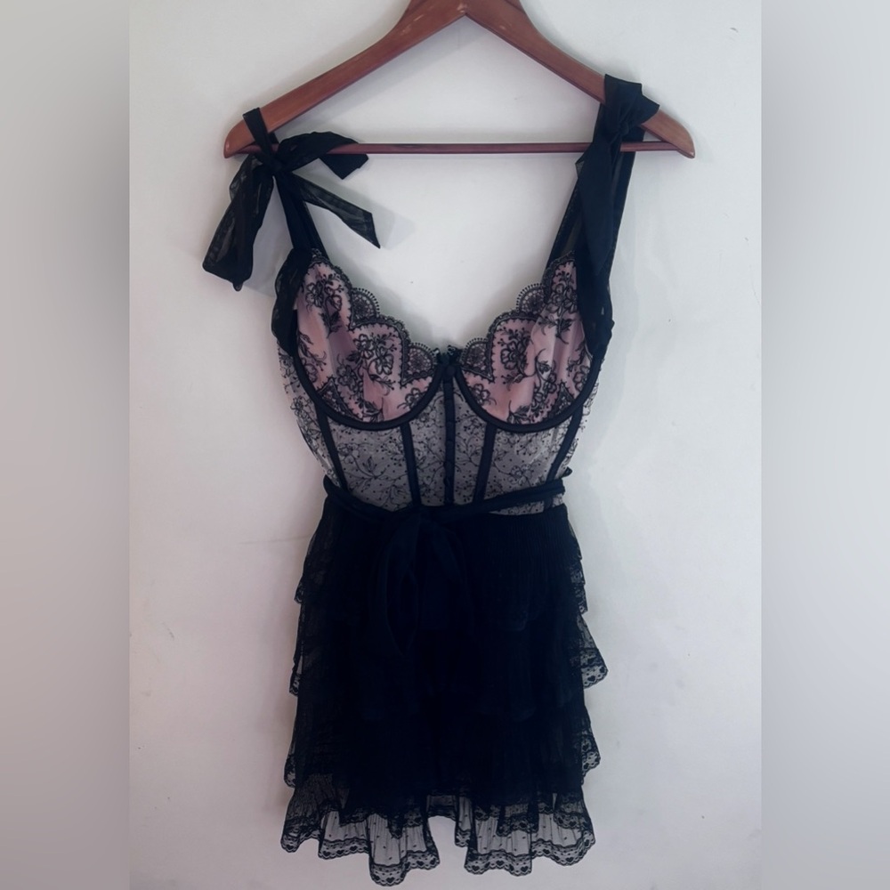 FOR LOVE & LEMONS Freya Slip Black Corset Tulle Dress Size: Large never worn - Picture 5 of 7
